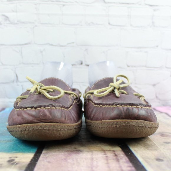 LL Bean Handsewn Purple Leather Flannel Lined Moccasins Slippers 10 M - Picture 4 of 9